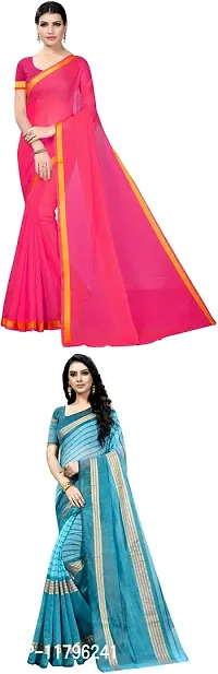 Beautiful Multicoloured Art Silk Saree with Blouse piece Pack Of 2