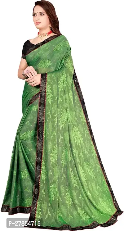 Reliable Bollywood Lycra Blend Women Saree With Blouse Piece -Green For Women-thumb0
