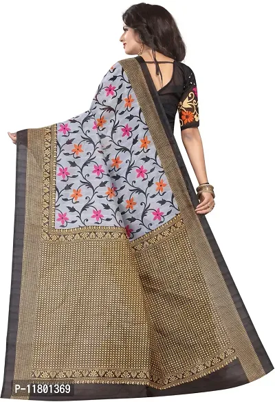 Beautiful Black Art Silk Saree with Blouse piece-thumb4