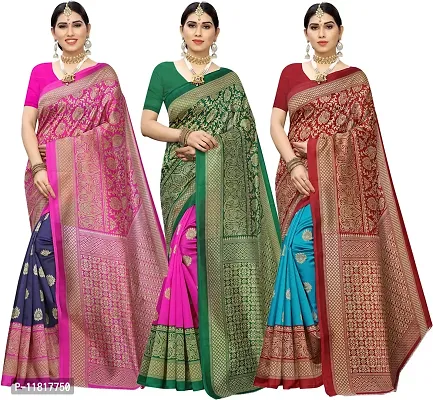 Beautiful Cotton Silk Saree with Blouse Piece Pack Of 3