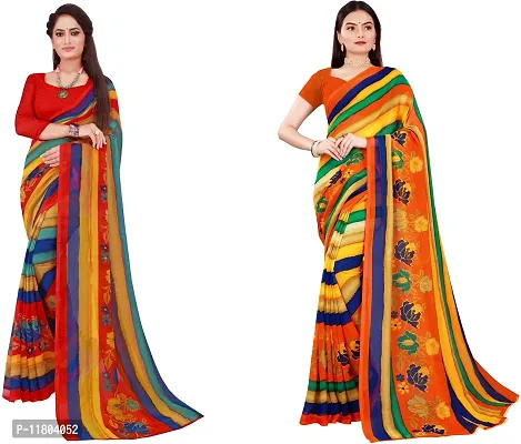 Beautiful Georgette Saree with Blouse Piece Pack Of 2-thumb0