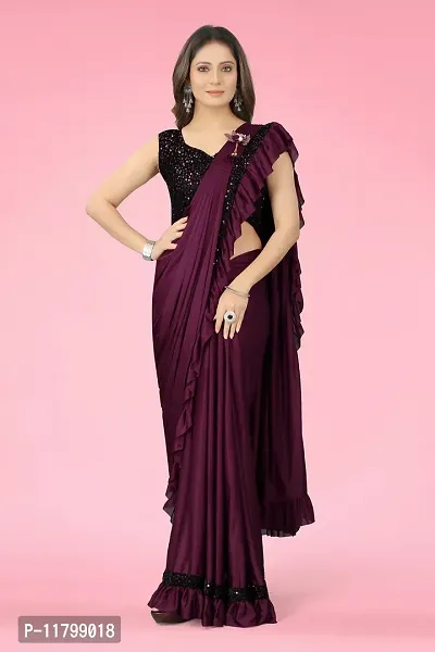 Beautiful Purple Cotton Blend Saree with Blouse piece-thumb0