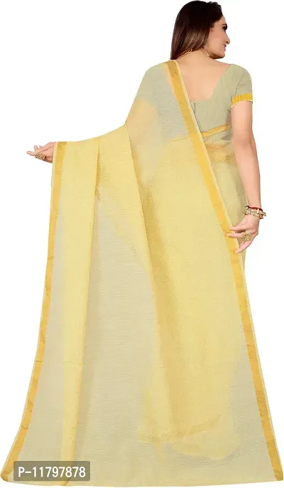 Beautiful Yellow Art Silk Saree with Blouse piece-thumb2