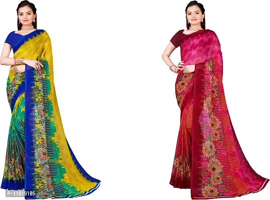 Beautiful Georgette Saree with Blouse Piece Pack Of 2-thumb0