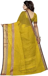 Beautiful Yellow Cotton Silk Saree with Blouse piece-thumb2