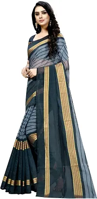 Beautiful Grey Art Silk Saree with Blouse piece-thumb2