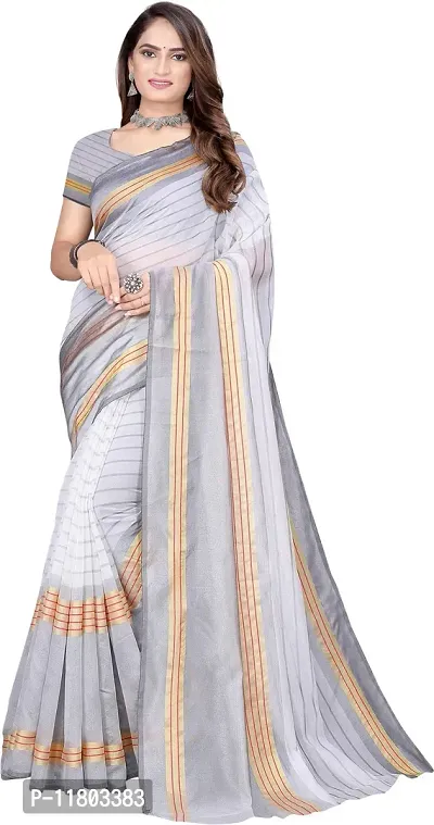 Beautiful Cotton Silk Saree with Blouse Piece-thumb0