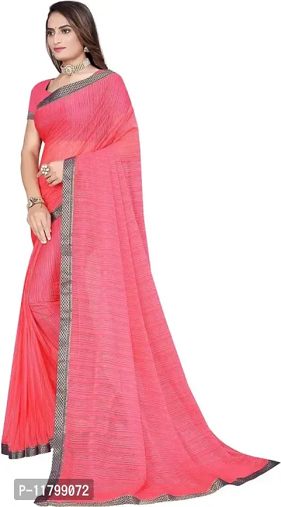Beautiful Pink Cotton Blend Saree with Blouse piece-thumb2