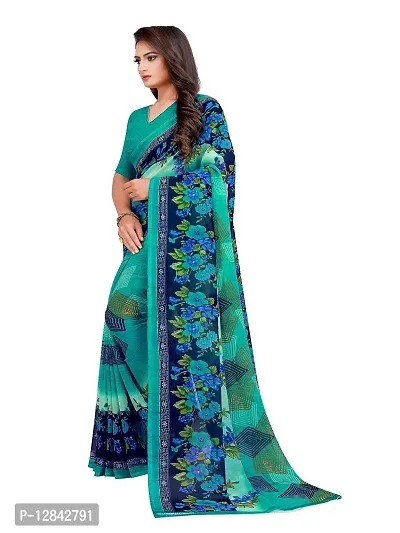 SAADHVI Womens Georgette Printed Combo Saree With Unstithed Blouse (Turquoise) (GEO_08_GEO_54)-thumb3