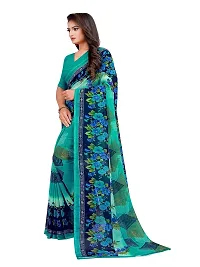 SAADHVI Womens Georgette Printed Combo Saree With Unstithed Blouse (Turquoise & Yellow) (GEO_08_GEO_53)-thumb2