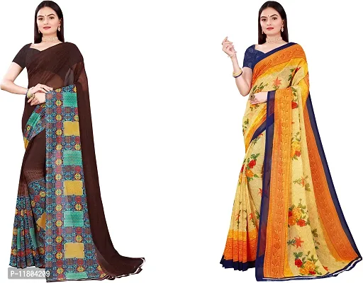 Beautiful Georgette Saree with Blouse Piece Pack Of 2-thumb0