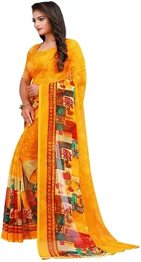 Beautiful Yellow Georgette Saree with Blouse piece-thumb1