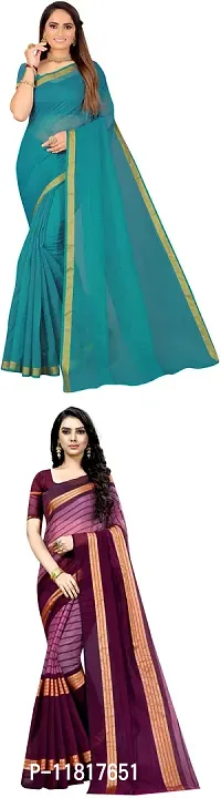 Beautiful Art Silk Saree with Blouse Piece Pack Of 2