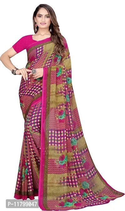 Beautiful Pink Georgette Saree with Blouse piece-thumb0