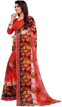 Beautiful Red Georgette Saree with Blouse piece-thumb1