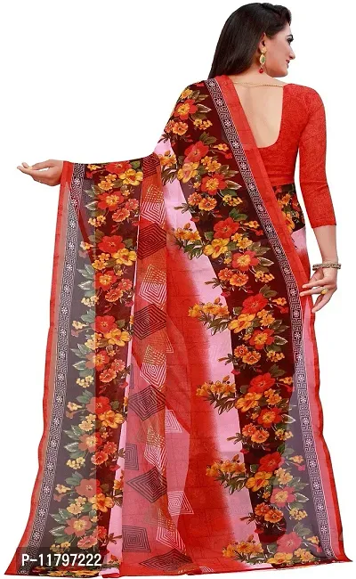 Beautiful Red Georgette Saree with Blouse piece-thumb3