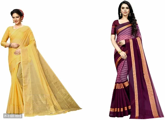 Beautiful Art Silk Saree with Blouse Piece Pack Of 2-thumb0