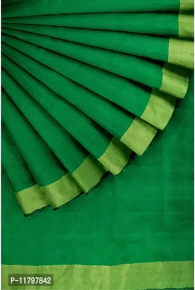 Beautiful Green Cotton Silk Saree with Blouse piece