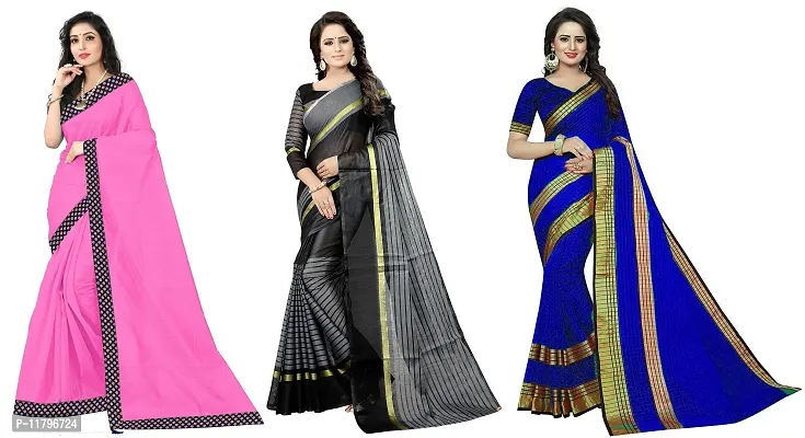 Beautiful Multicoloured Art Silk Saree with Blouse piece Pack Of 3-thumb0