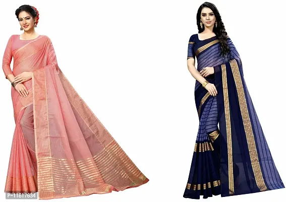 Beautiful Art Silk Saree with Blouse Piece Pack Of 2-thumb0