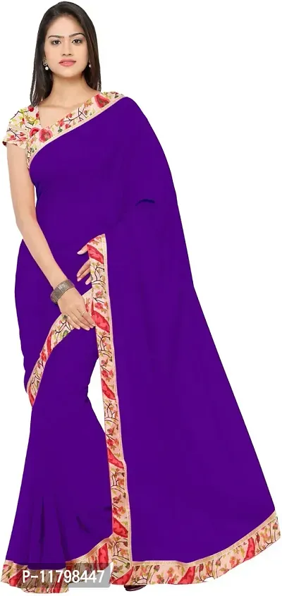 Beautiful Purple Georgette Saree with Blouse piece-thumb0