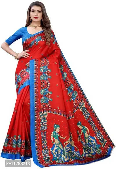 Beautiful Red Art Silk Saree with Blouse piece-thumb0