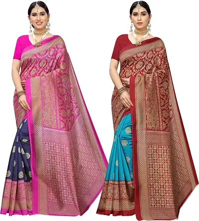 Beautiful Cotton Silk Saree With Blouse Piece Pack Of 2
