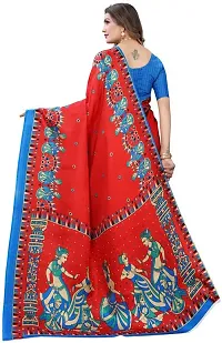 Beautiful Red Art Silk Saree with Blouse piece-thumb3