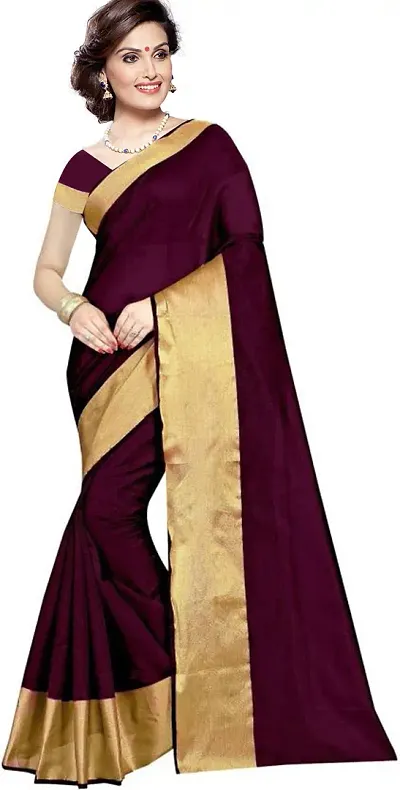 On Trend Cotton Silk Solid Sarees With Blouse Piece