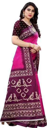 Beautiful Pink Art Silk Saree with Blouse piece-thumb2