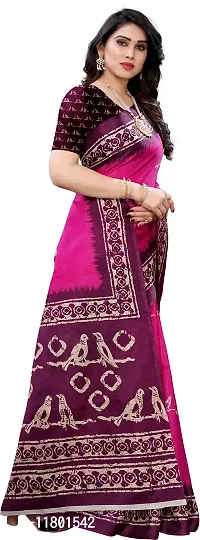 Beautiful Pink Art Silk Saree with Blouse piece-thumb3