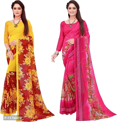 Beautiful Multicoloured Georgette Saree with Blouse piece Pack Of 2