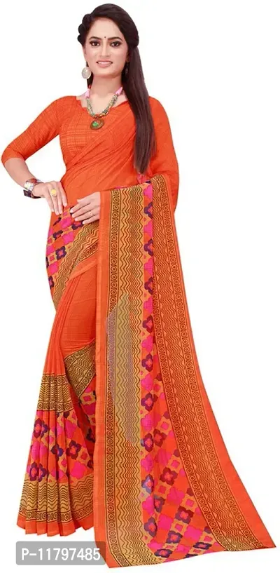 Beautiful Orange Art Silk Saree with Blouse piece