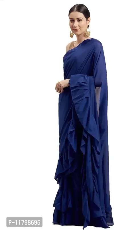 Beautiful Blue Art Silk Saree with Blouse piece-thumb3