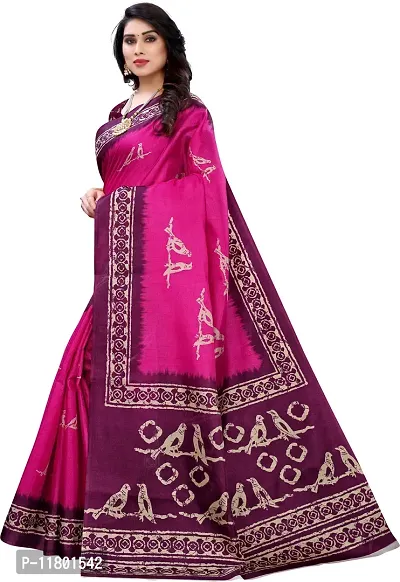 Beautiful Pink Art Silk Saree with Blouse piece-thumb2