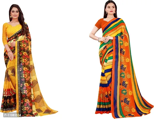 Beautiful Georgette Saree with Blouse Piece Pack Of 2