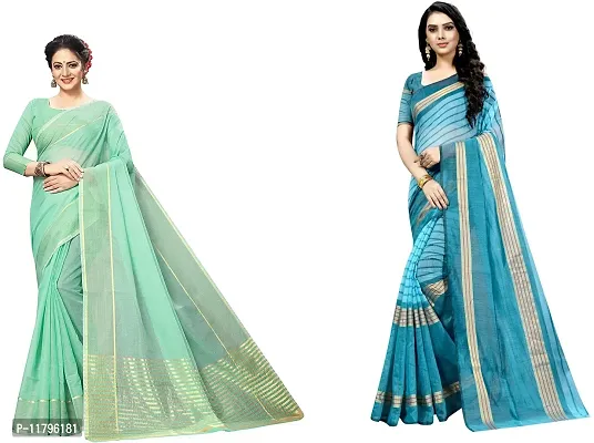 Beautiful Multicoloured Art Silk Saree with Blouse piece Pack Of 2-thumb0