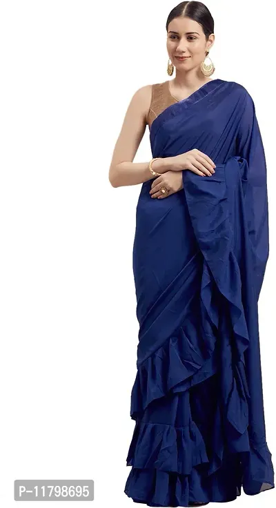 Beautiful Blue Art Silk Saree with Blouse piece-thumb0