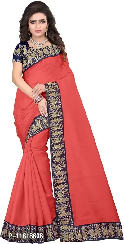 Beautiful Silk Blend Saree with Blouse Piece-thumb0