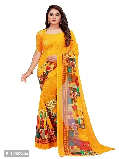 SAADHVI Womens Georgette Printed Combo Saree With Unstithed Blouse (Yellow) (GEO_10_GEO_50$)-thumb2