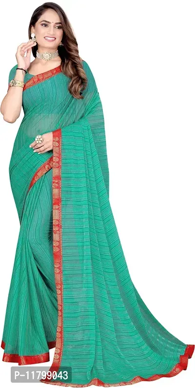 Beautiful Green Cotton Blend Saree with Blouse piece-thumb0