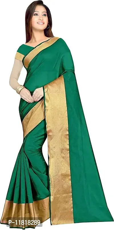 Beautiful Cotton Blend Saree with Blouse Piece-thumb2