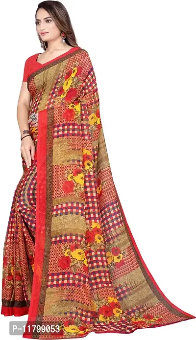 Beautiful Red Georgette Saree with Blouse piece-thumb2