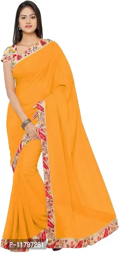 Beautiful Yellow Georgette Saree with Blouse piece