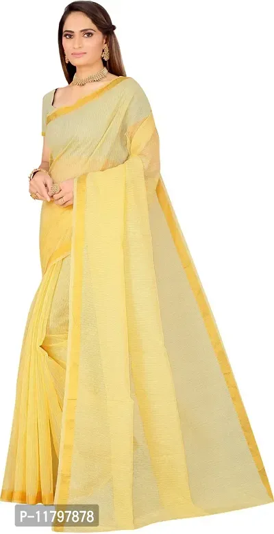 Beautiful Yellow Art Silk Saree with Blouse piece-thumb0