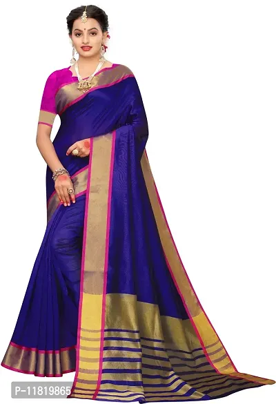 Beautiful Cotton Silk Saree with Blouse Piece-thumb0