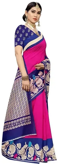 Elegant Printed Bollywood Art Silk Women Saree With Blouse Piece -Pink For Women-thumb3