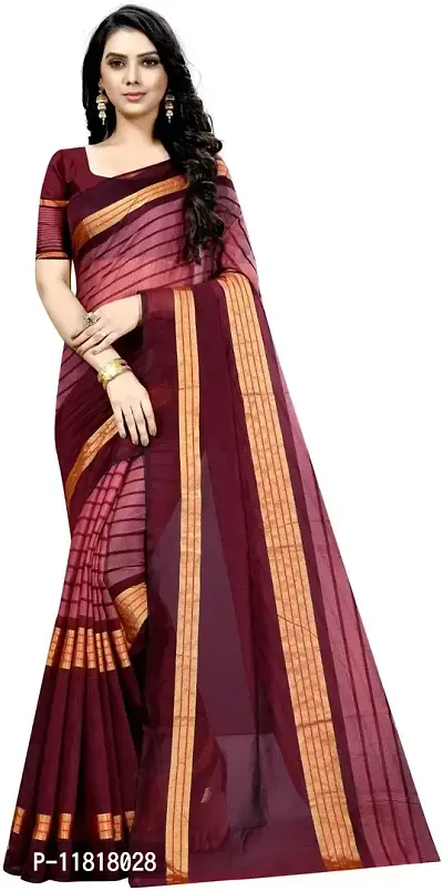 Beautiful Cotton Silk Saree with Blouse Piece-thumb0