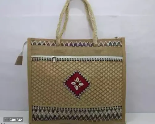 Stylish Khaki Jute Handbags For Women