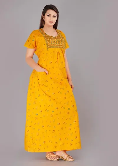 Cotton Embroidered Night Gowns For Women